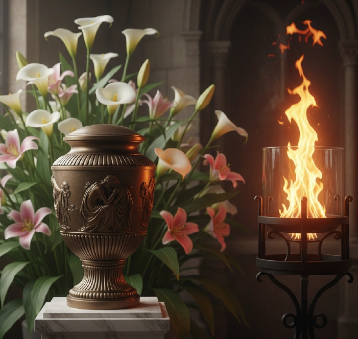 cremation on a pedestal