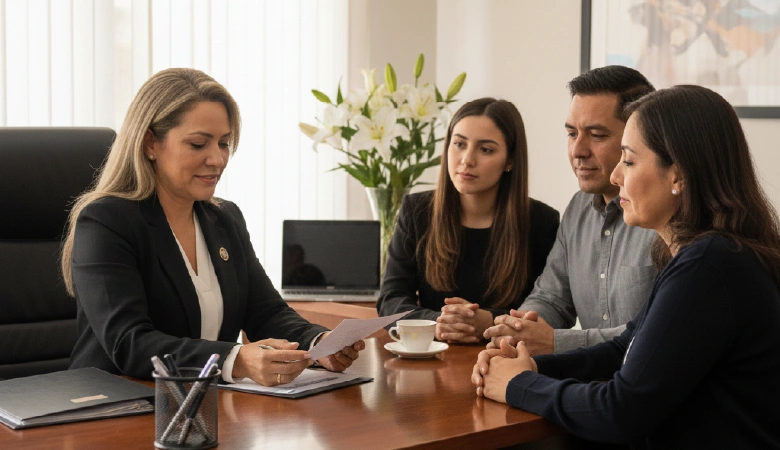 Funeral Director Providing Guidance to Family