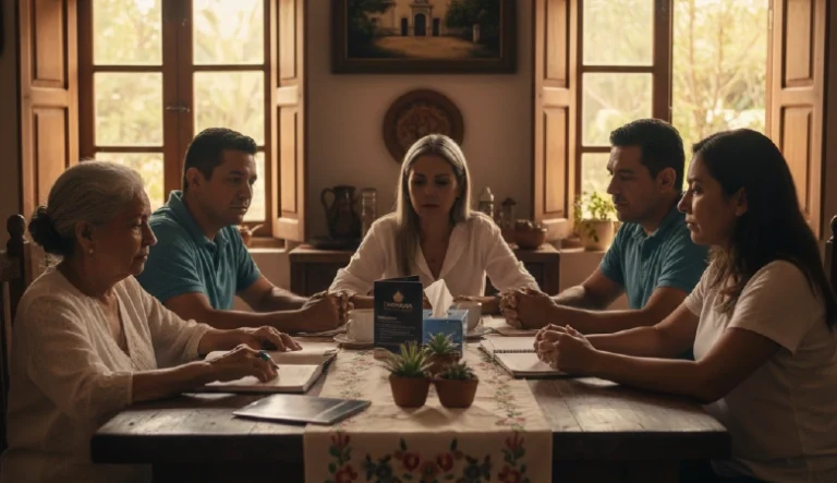 Family in Mérida discussing funeral options at home